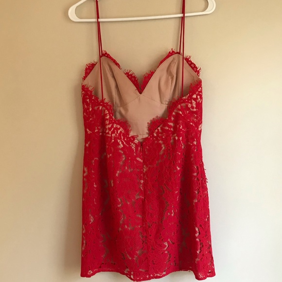 Free People x Fame and Partners Mollie Mini Dress Red Lace - Picture 4 of 10